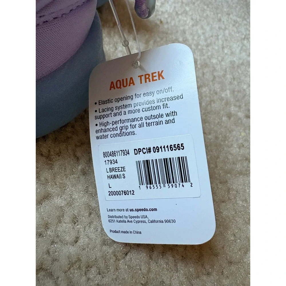 Speedo Aqua Trek Girls Water Shoes Purple Surfwalker Size L 4-5 New